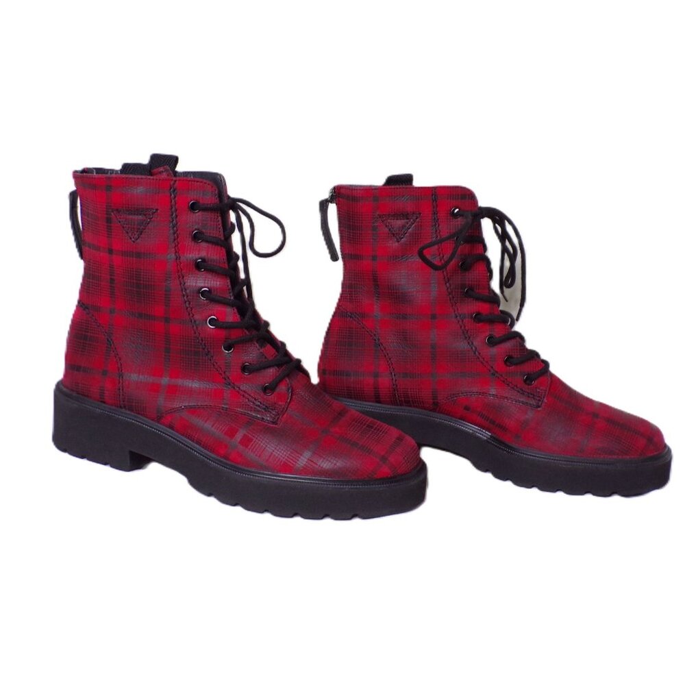🆕 PAUL GREEN Bronx Platform Ankle Boot 9 Red Plaid - Picture 2 of 10